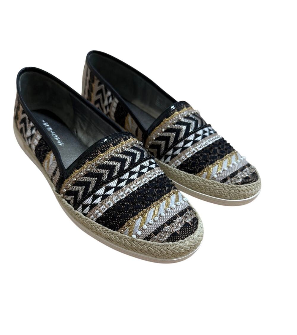 Donald J Pliner Pizaspy Beaded Chevron Espadrille Slip On Flats Size 8M